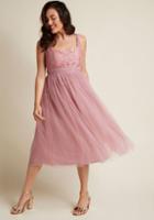 Modcloth Graceful Greatness Fit And Flare Dress In Mauve In Xs