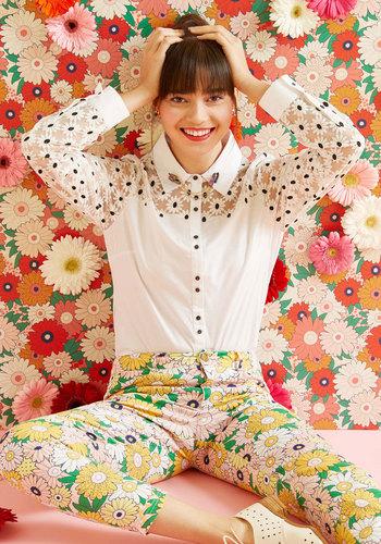 Bliss In Bloom Button-up Top In Xxs