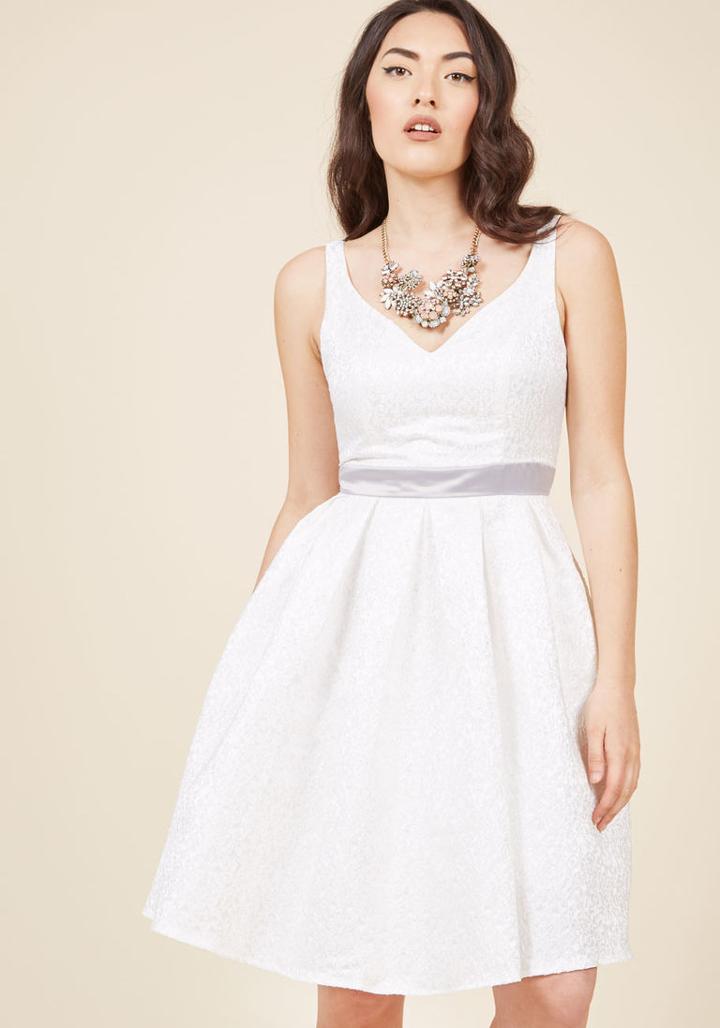 Modcloth Live For The Spotlight Fit And Flare Dress In Ivory In M