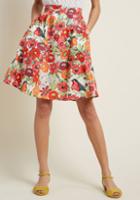 Retrolicious Lively Vibe Cotton A-line Skirt In Aviary In Xl