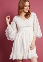 Modcloth Through The Bluebells A-line Dress In Cream Lace In S