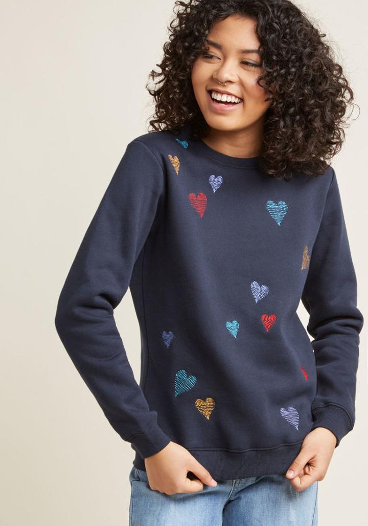 Sugarhillboutique Sugarhill Boutique Love Me Doodle Embroidered Sweatshirt In 16 (uk)