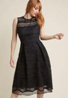 Modcloth Fit And Flare Lace Midi Dress In Black In 4x