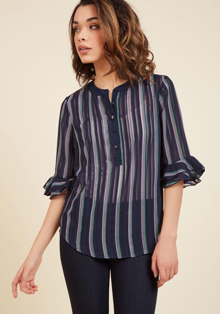 Modcloth Renewed With Ruffles Button-up Top