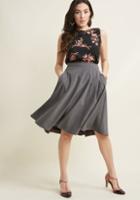 Modcloth Just This Sway Midi Skirt In Grey In 3x