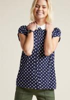 Modcloth Perfected Polish Knit Top In Dotted Navy In 2x