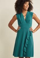 Modcloth V-neck Ruffle Dress In Teal In 4x