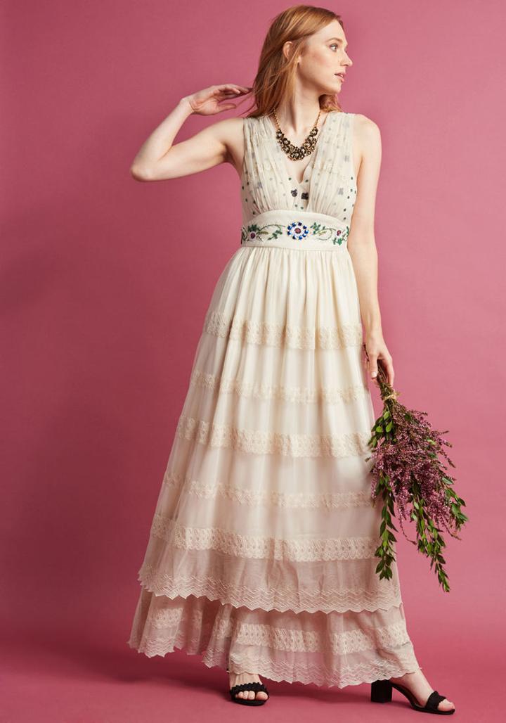 Modcloth Open Devotion Maxi Dress In Rich Ivory In 2x
