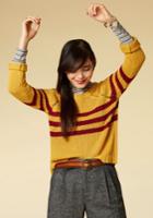 Mind Over Alma Mater Striped Sweater In Marigold In Xxs