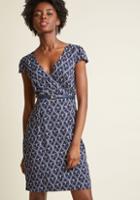 Modcloth Belted Work Sheath Dress In Navy Frond In 3x
