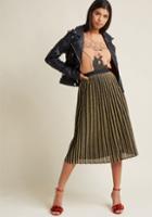 Modcloth Metallic Pleated Skirt In S