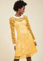  Collar Id Lace Dress In Yellow In Xxs