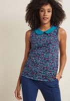Modcloth Everyday Fave Tank Top In Blue Wildflower In 4x