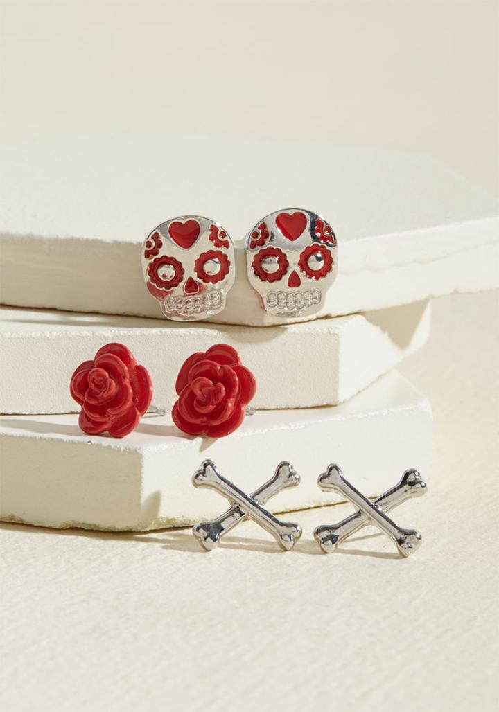 Modcloth Mix And Macabre Earring Set