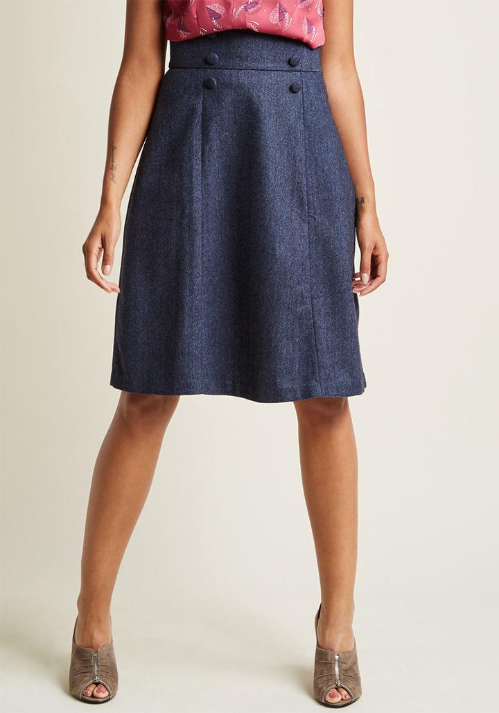 Modcloth High-waisted Midi Skirt With Buttons In 3x