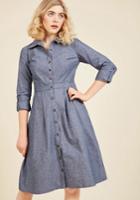  Broadcast Coordinator Shirt Dress In Chambray In Xxs