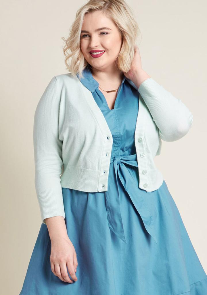 Modcloth The Dream Of The Crop Cardigan In Seafoam In 2x