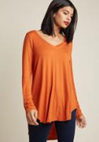 Modcloth Embracing Basic Long Sleeve Top In Orange In Xs
