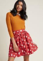 Modcloth Holiday Mini Skirt In Red Cats In 4x