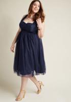 Modcloth Graceful Greatness Fit And Flare Dress In Navy In 1x