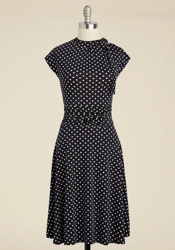  Dance Floor Date A-line Dress In Black Dots In S