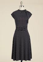  Dance Floor Date A-line Dress In Black Dots In S