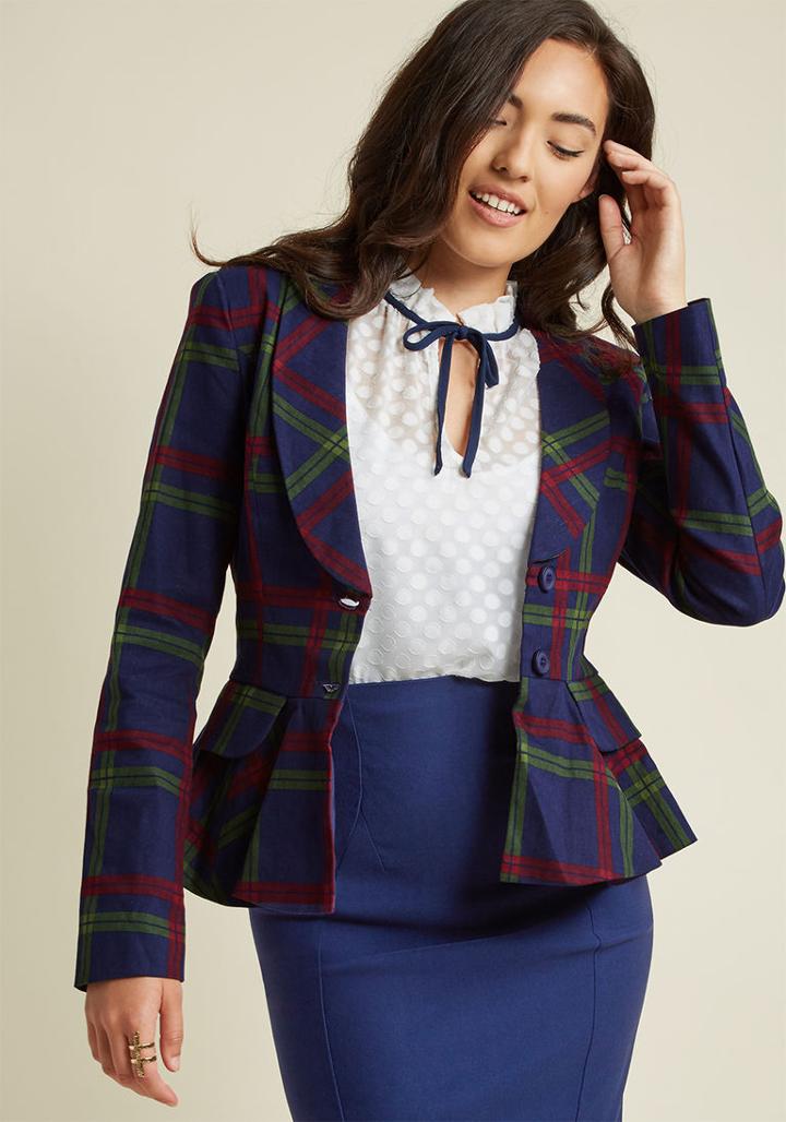 Collectif Collectif So Glad It's Plaid Blazer In S