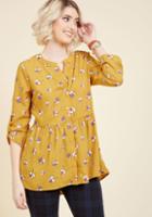 Modcloth Creative Career Conference Button-up Top In Saffron Blooms