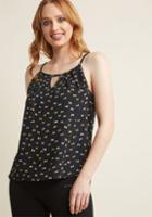 Modcloth Spaghetti Strap Chiffon Keyhole Tank Top In Bows In Xs