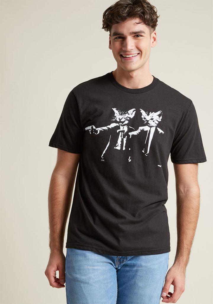 Modcloth Chats Noir Men's Graphic Tee In Xxl