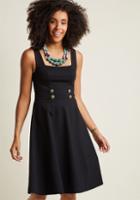 Modcloth Square Neck Sleeveless A-line Dress In Black In S