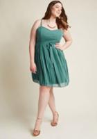 Modcloth Posh Prompting A-line Dress In Sage In L