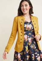 Modcloth Glam Believer Knit Jacket In Mustard In M