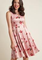 Modcloth Sleeveless Satin Floral Fit And Flare Dress In 3x