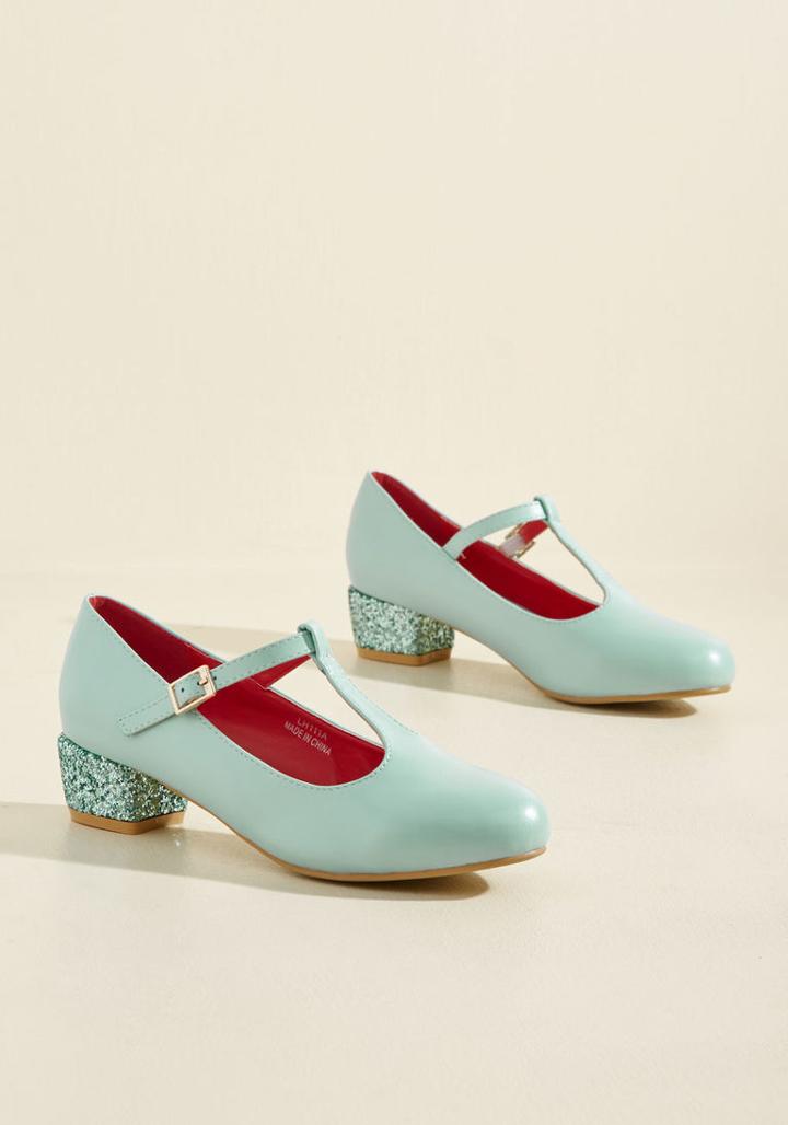 Modcloth That Certain Sparkle T-strap Heel In Sky