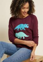 Modcloth Try, Triceratops Again Graphic Sweatshirt In M