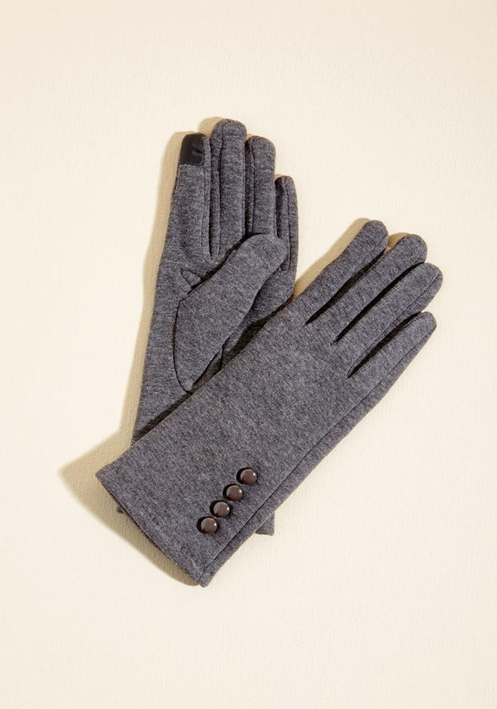 Modcloth Elegant Adieu Texting Gloves In Charcoal