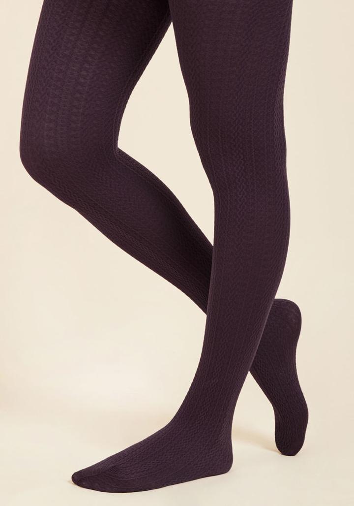 Modcloth Cable For Discussion Tights In Plum