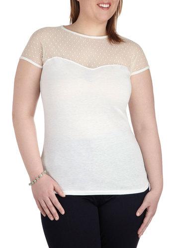 Modcloth The Answer Is Sheer Top In Ivory - Plus Size