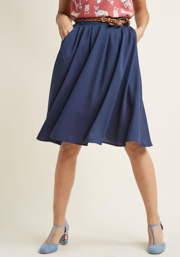 Modcloth Breathtaking Tiger Lilies Midi Skirt In Midnight In 1x