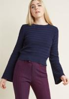 Modcloth Snuggly Statement Bell Sleeve Sweater In Navy In M