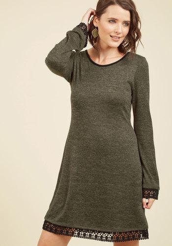  Ahem, A Hem Long Sleeve Dress In Sage In Xxs