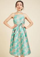 Modcloth Penchant For Opulence A-line Dress In Aqua Blossoms