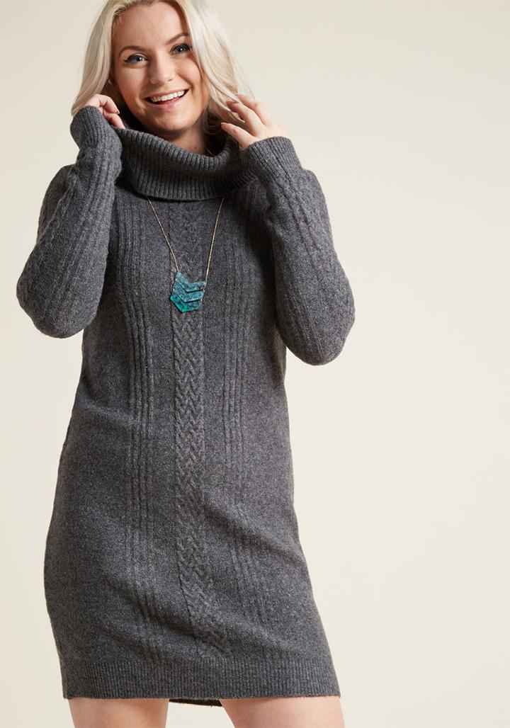 Modcloth Sweater Dress With Cowl Neck In Grey In Xxs
