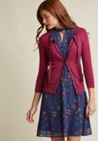 Modcloth Tie-neck Cardigan With Piping In Berry