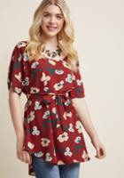 Modcloth Medium Format Memory Tunic In Maroon Blooms In 3x