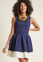 Modcloth Closet London Luck Be A Lady A-line Dress In Navy Contrast In 14 (uk)