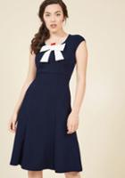 Modcloth Be There With Bows On A-line Dress In Navy In Xl