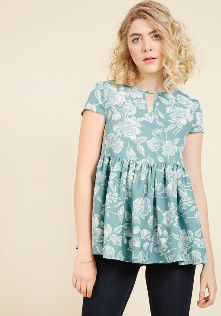 Modcloth Rest And Reflection Peplum Top