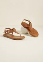 Modcloth Elemental Experience T-strap Sandal In Cognac In 8